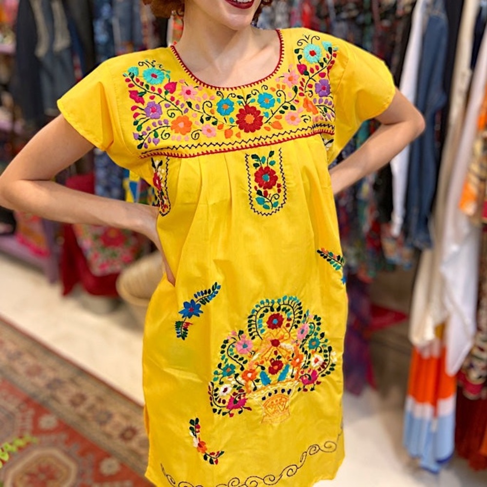 Puebla Tradicional Teal Dress - Picture 2 of 2